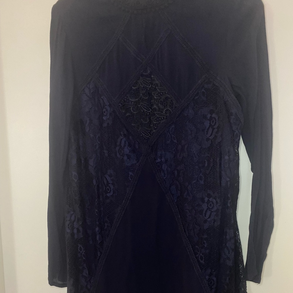 Navy Long Sleeve Mock Neck Dress